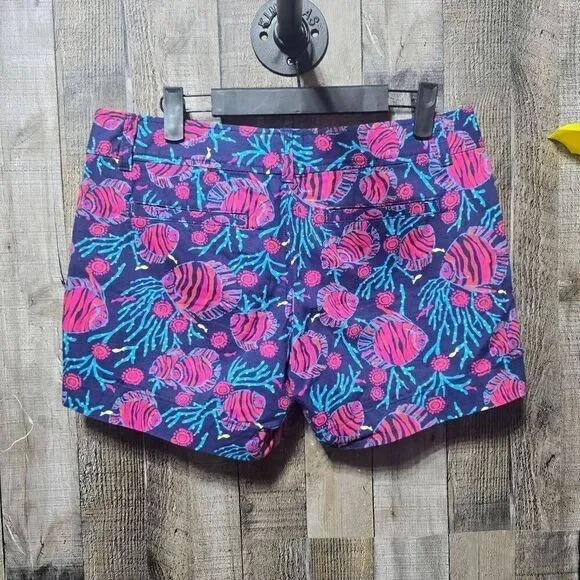 Lilly Pulitzer Womens Size 4 Bright Navy Jammin' Fish Callahan Shorts - Picture 3 of 6